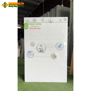 Gạch takao trắng vân mây 40x80 ốp tường bóng kính