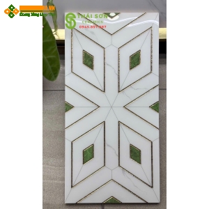 Gạch khắc kim vàng 30x60 trang trí vách cầu thang đẹp
