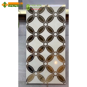 Gạch đồng tiền 30x60 màu trắng ánh vàng đẹp
