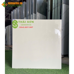 Gạch lát nền vitto 80x80 bóng kiếng màu kem vàng 