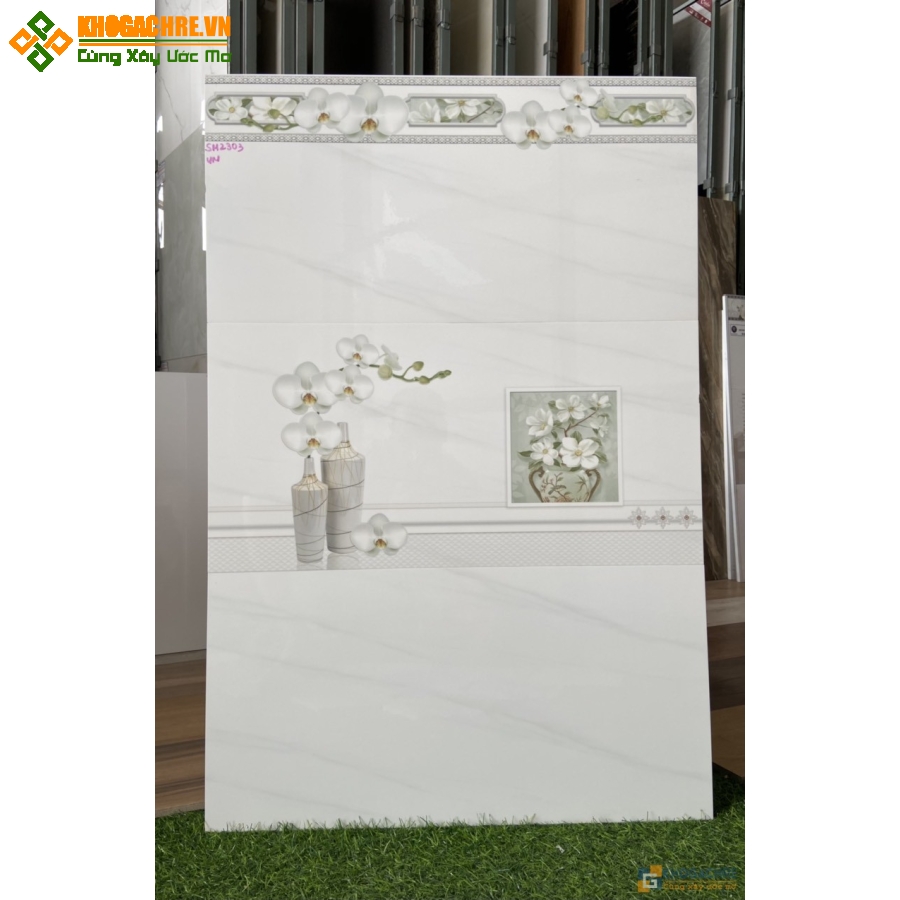 MẪU GẠCH ỐP TƯỜNG 30×60 TRẮNG VÂN MÂY VIỀN NỔI ĐẸP TẠI QUẬN 6