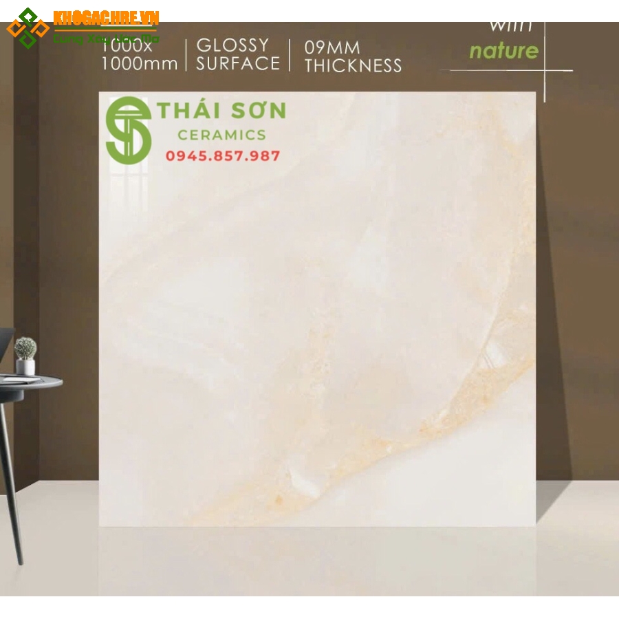 Gạch lát nền 100x100 màu kem vàng mới nhất