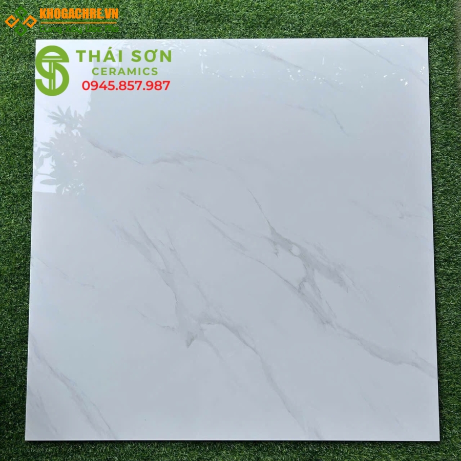 Gạch 100x100 lát nền khổ lớn màu trắng vân mây bóng kiếng