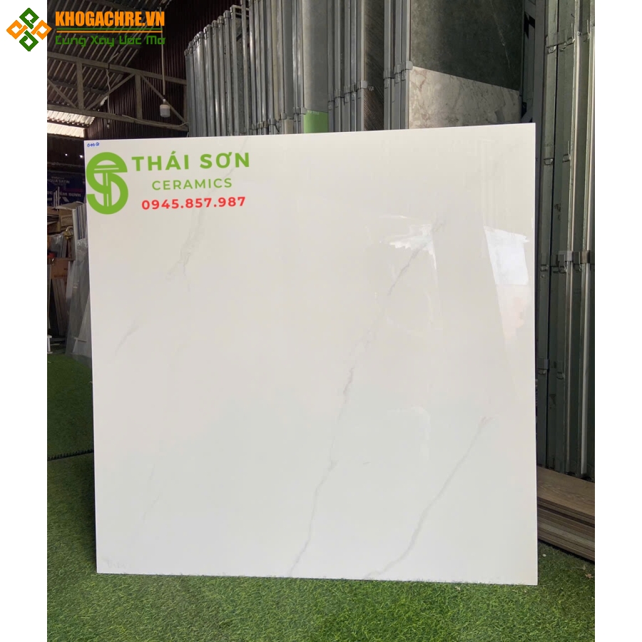 Gạch cmc lát nền 100x100 bóng kiếng trắng vân mây 