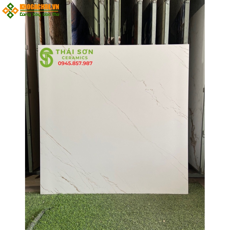Gạch matt mờ ấn độ 100x100 trắng vân vàng