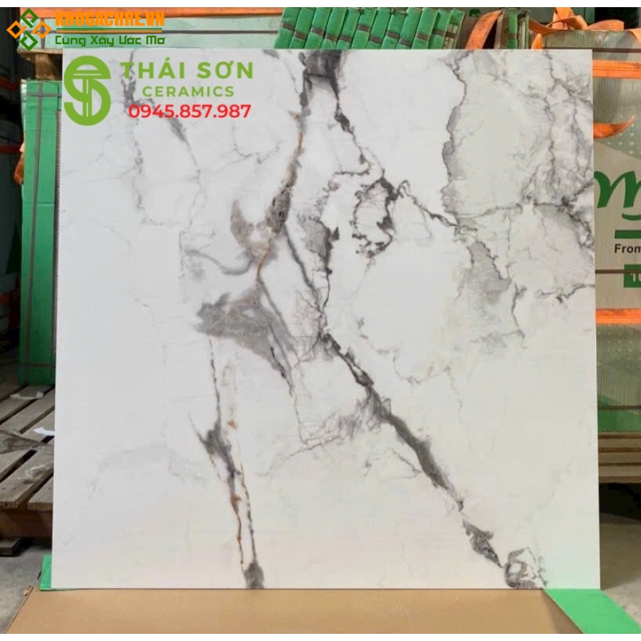 Gạch trung quốc 100x100 đá đồng chất màu trắng vân đá