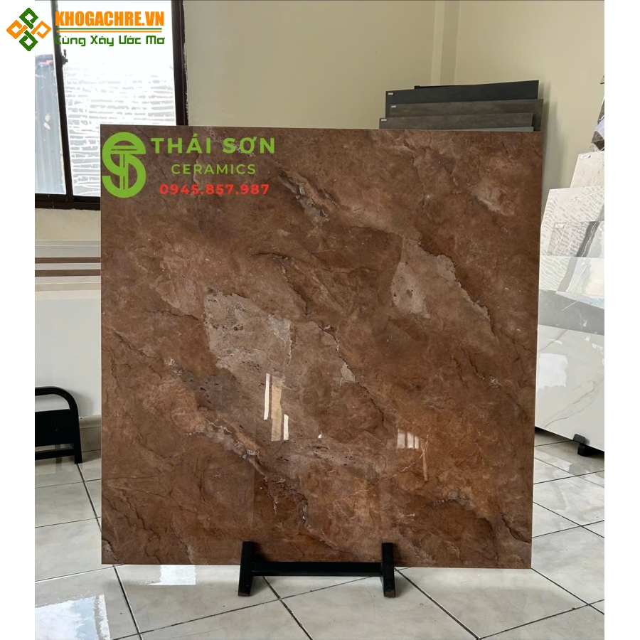 Gạch trung quốc 100x100 bóng kiếng màu nâu 