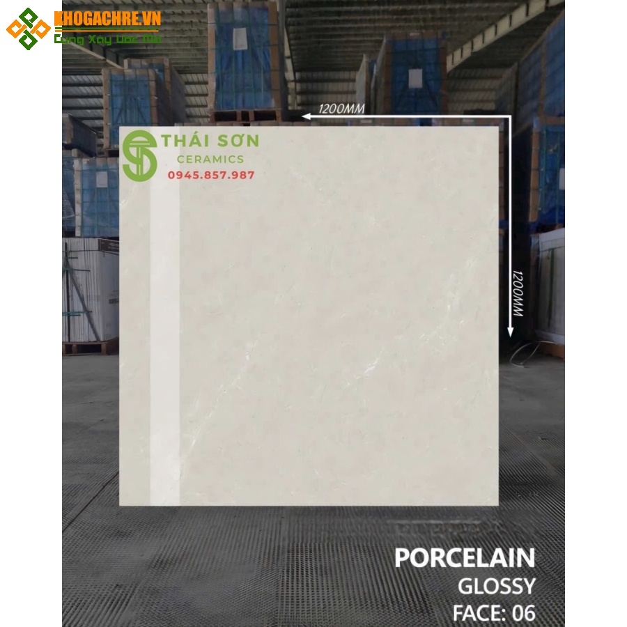 Gạch ấn độ 120x120 bóng kiếng màu kem cao cấp