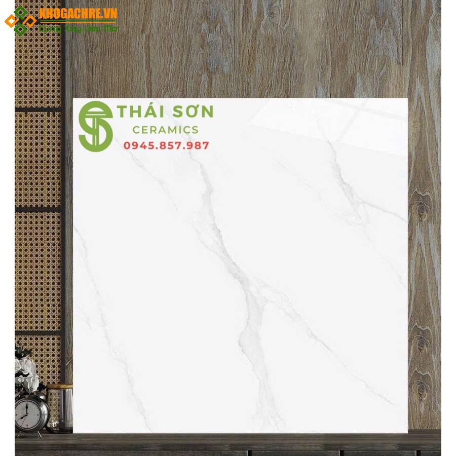 Gạch catalan bóng kiếng 120x120 lát nền nhà trắng vân mây