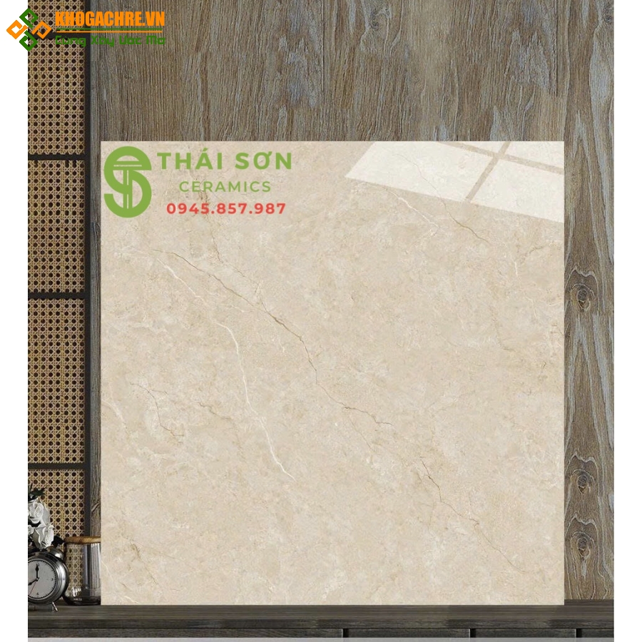 Gạch catalan 1200x1200 bóng kiếng lát nền màu vàng kem