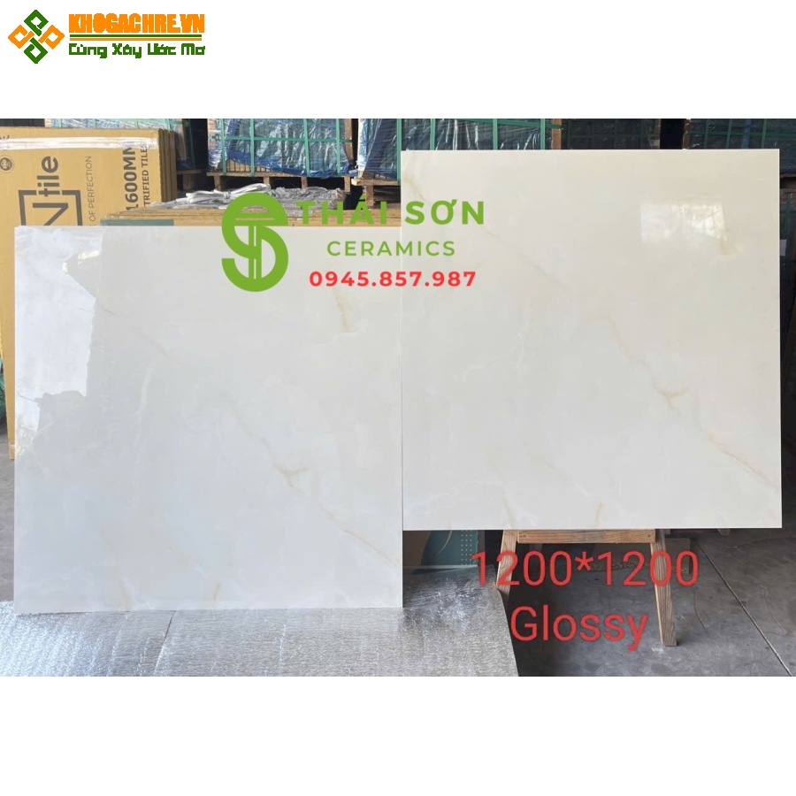 Gạch lát nền 120x120 ấn độ bóng kiếng tông kem