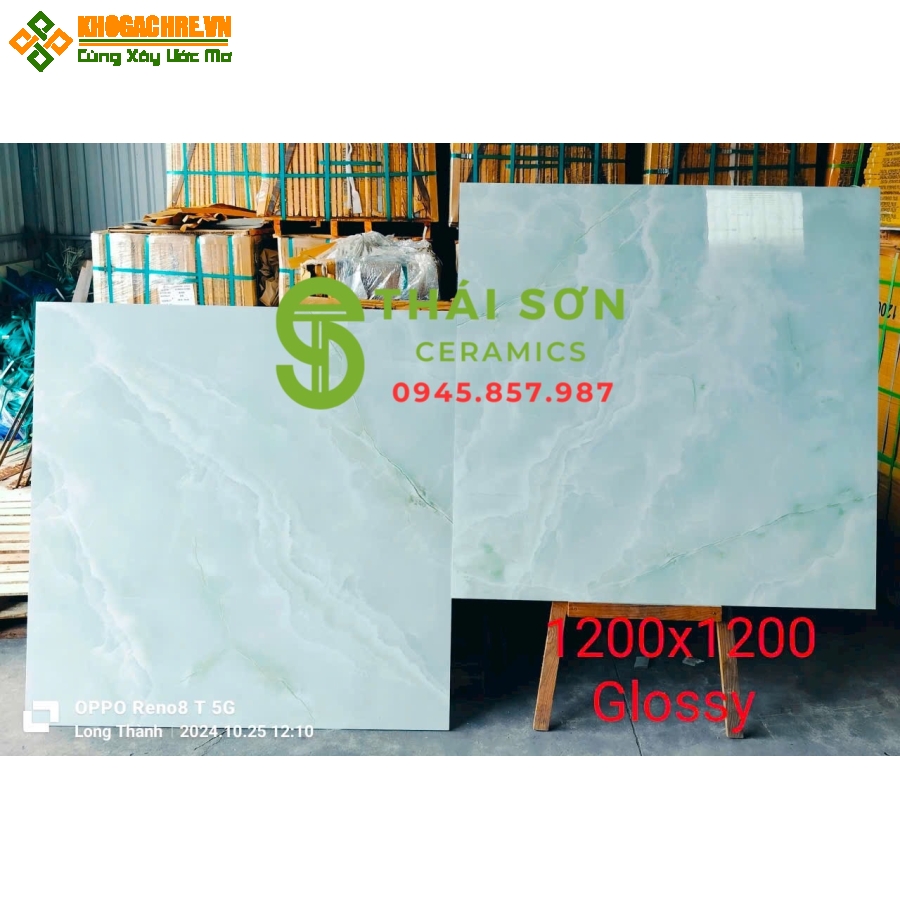 Gạch lát nền 120x120 ấn độ màu xanh bóng kiếng