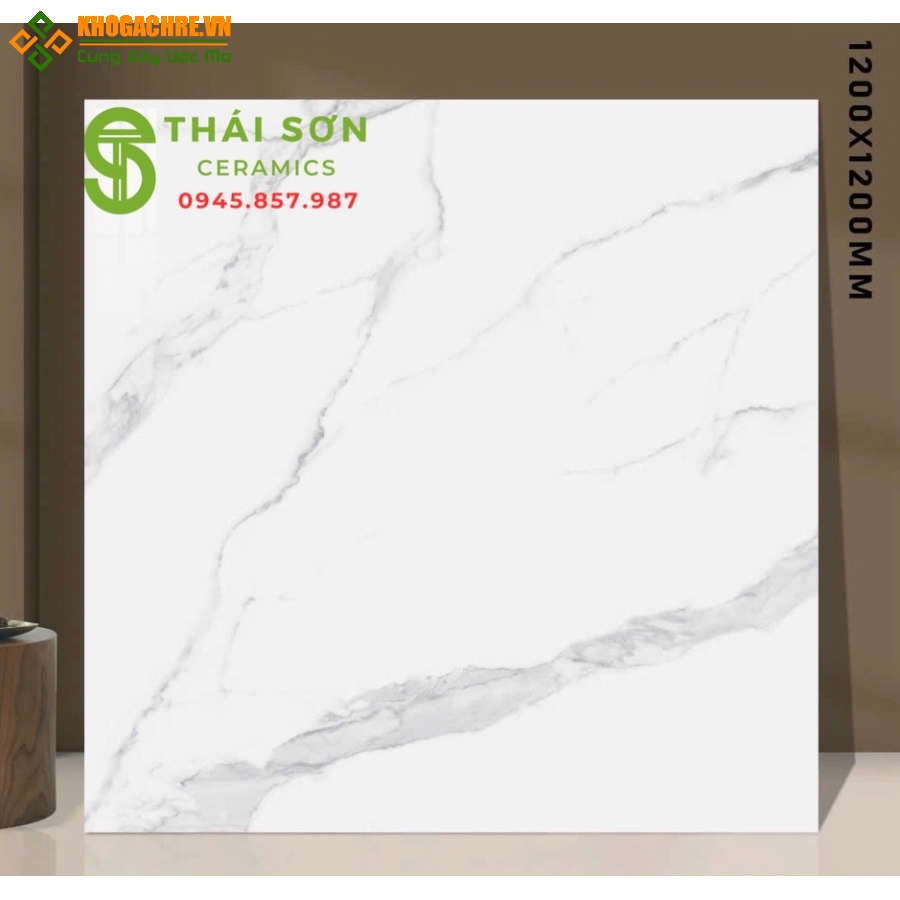 Gạch lát nền ấn độ 120x120 màu trắng vân mây bóng kiếng