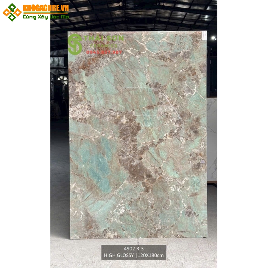 Gạch 120x180 lát nền siêu bóng ấn độ vân xanh cẩm thạch