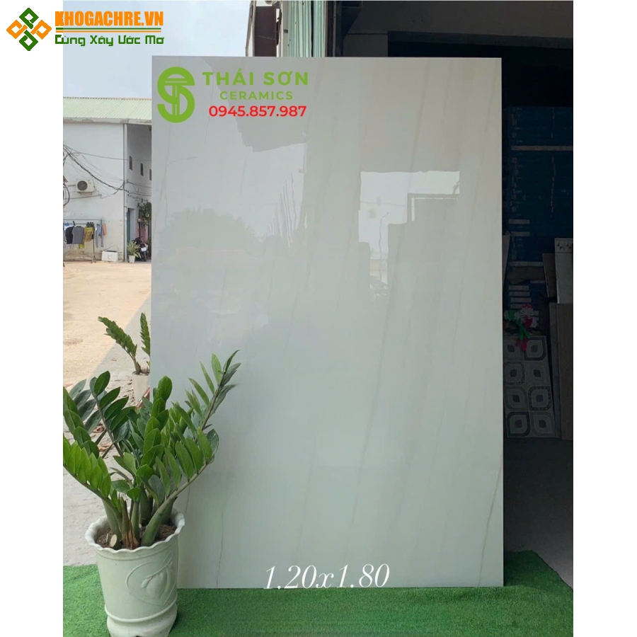 Gạch bóng kiếng tông trắng 120x180 lát nền cao cấp Đà Lạt
