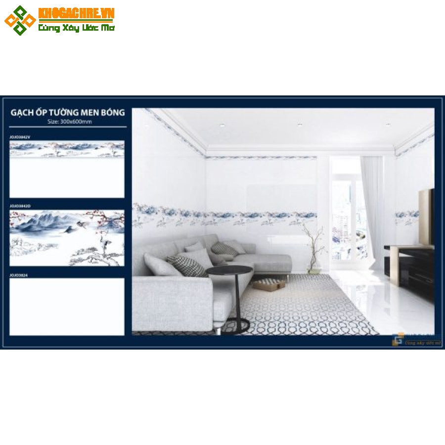 Gạch ốp tường 300×600 men bóng giá rẻ tại bến tre