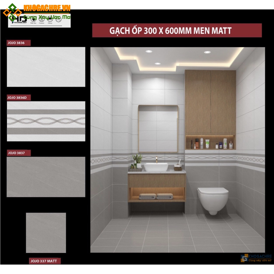 Gạch 30×60 ốp tường men mờ giá rẻ