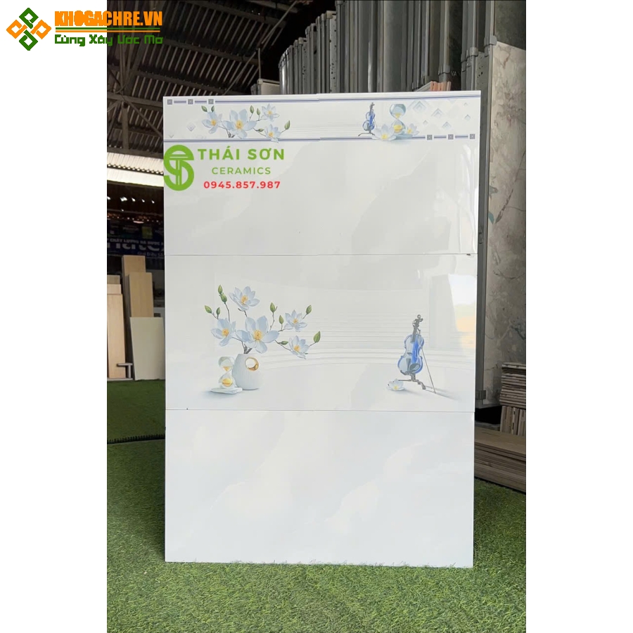 Gạch takao trắng vân đá xám 30x60 bóng kính