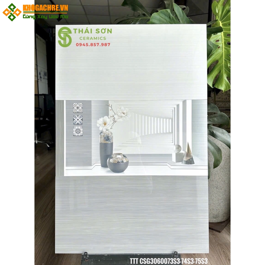 Gạch cmc 30x60 bóng kiếng ốp tường trung cư 