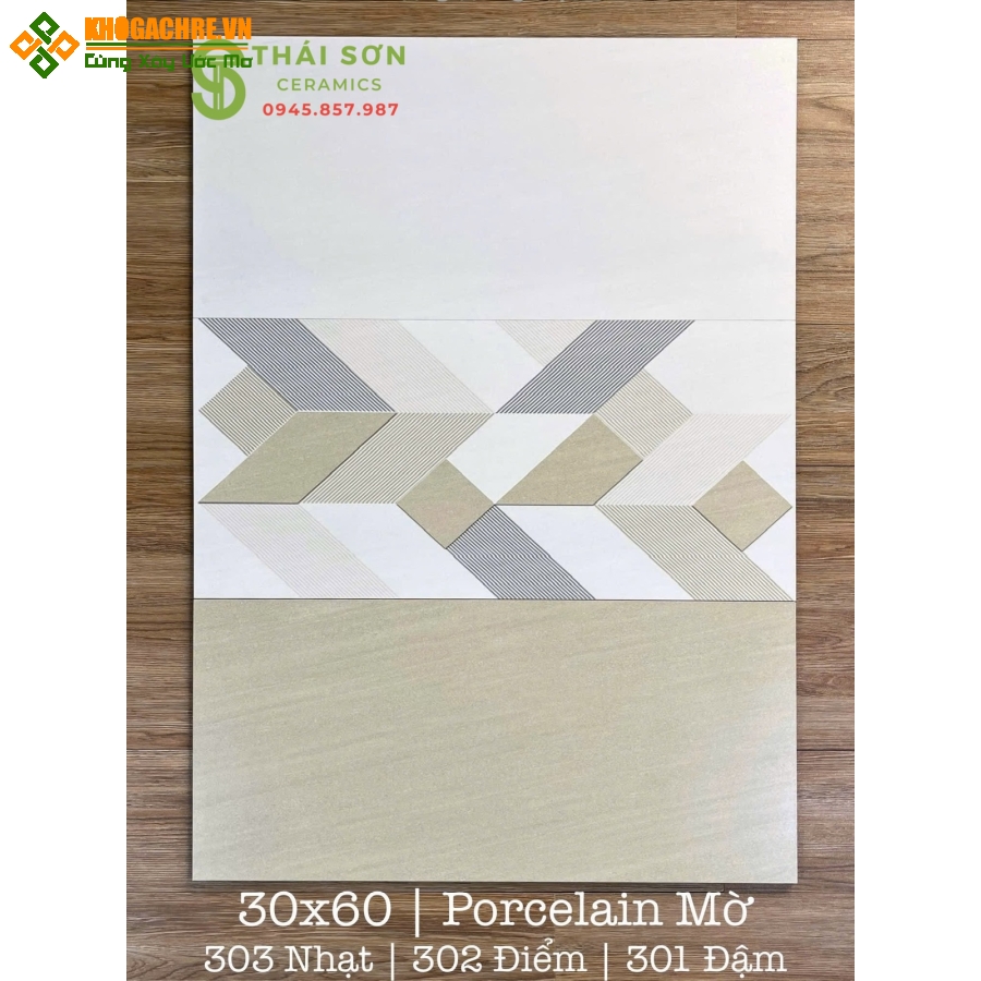 Gạch ốp tường matt mờ 30x60 màu kem bộ đậm nhạt