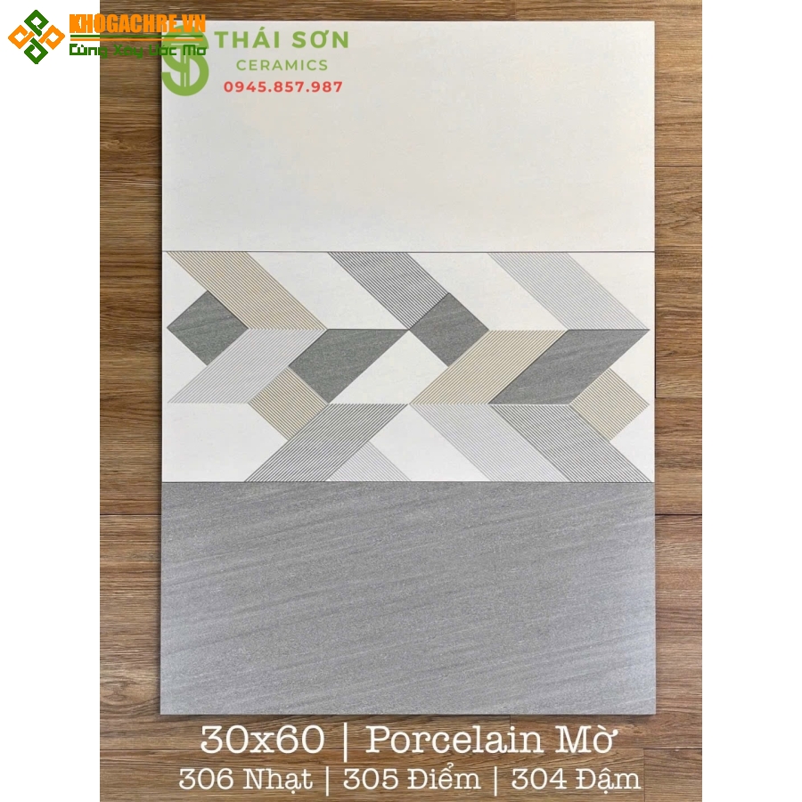 Gạch ốp tường phòng ngủ matt mờ 30x60 màu xám 