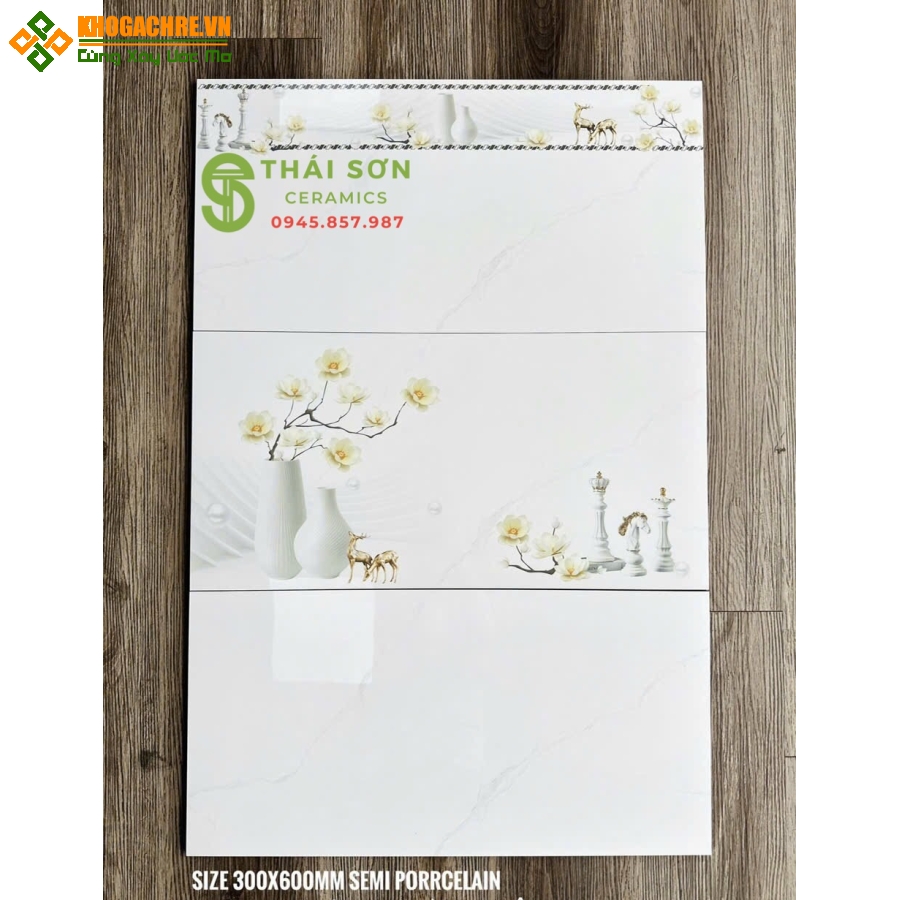Gạch cmc 30x60 bóng kiếng ốp tường màu trắng vân