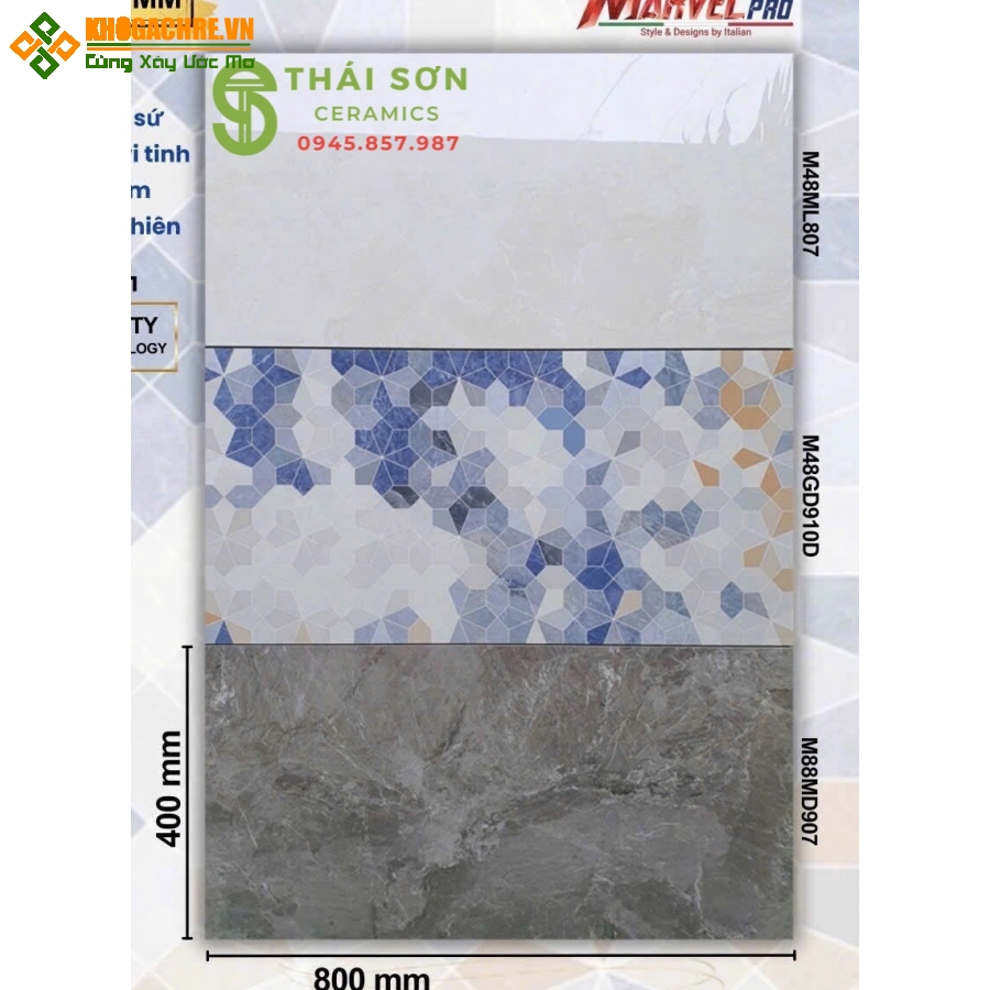 Gạch ốp tường phòng khách 40x80 apodio bóng kiếng