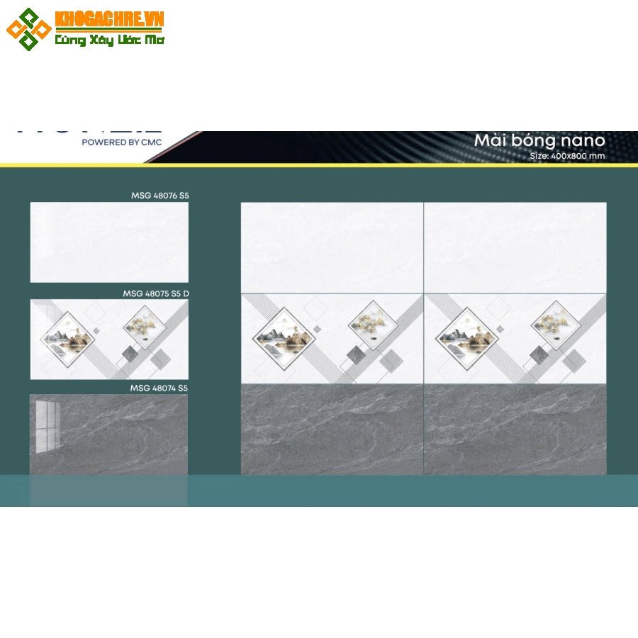 Gạch ốp tường 40x80 cmc bóng kiếng bộ đậm nhạt cao cấp
