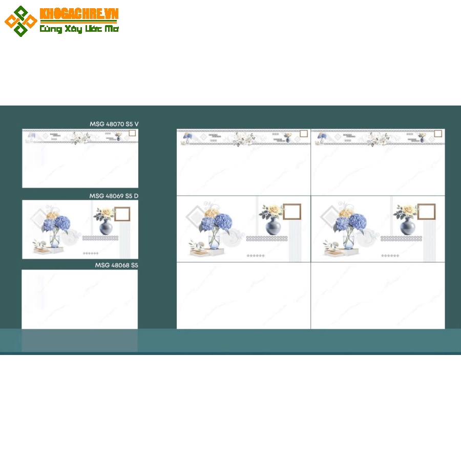 Gạch ốp tường 40x80 cmc bóng kiếng màu trắng vân mây