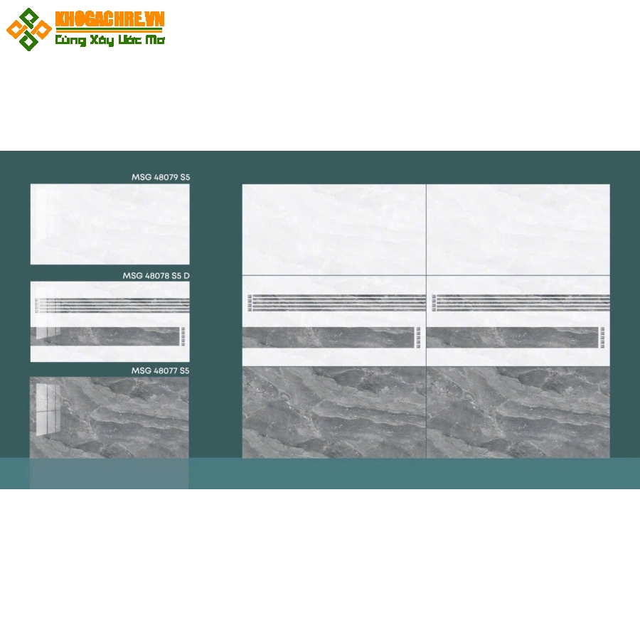 Gạch ốp tường 40x80 cmc bóng kiếng xám vân đá mới nhất