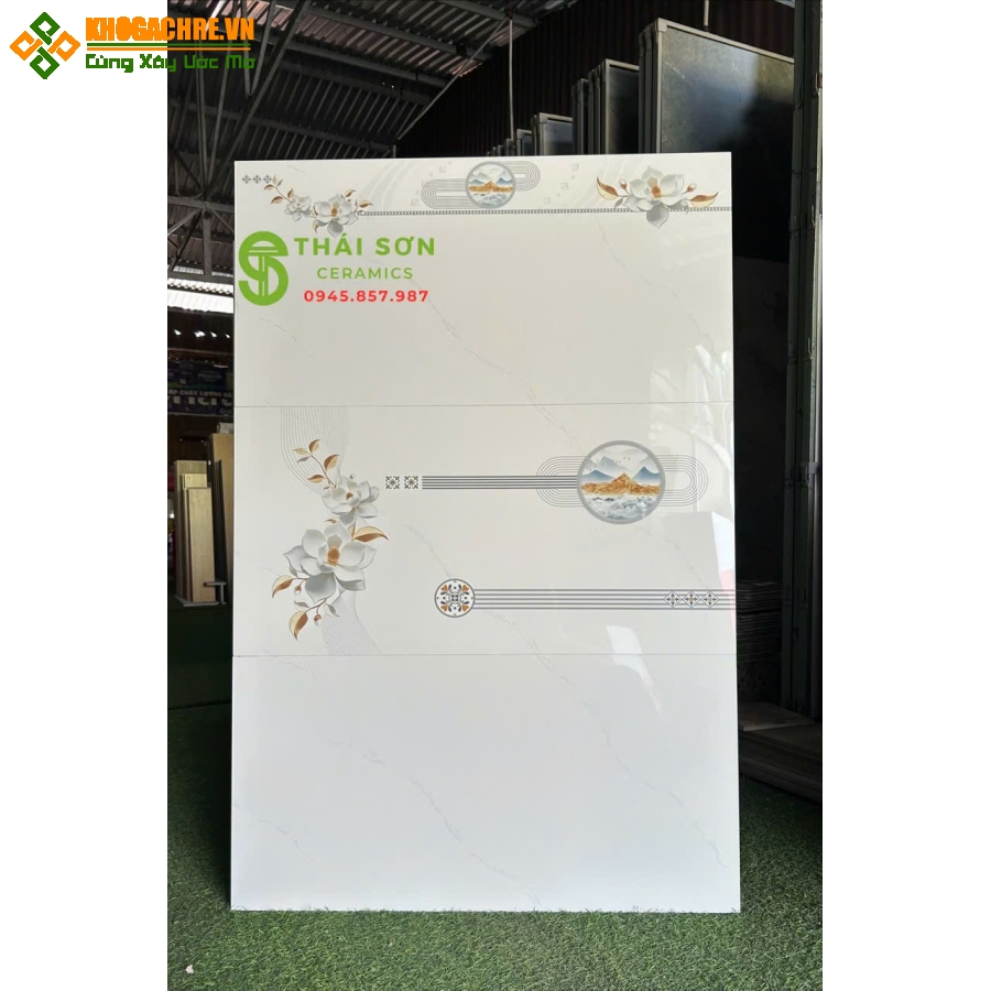 Gạch bóng kiếng trắng vân mây 40x80 ốp tường vitto