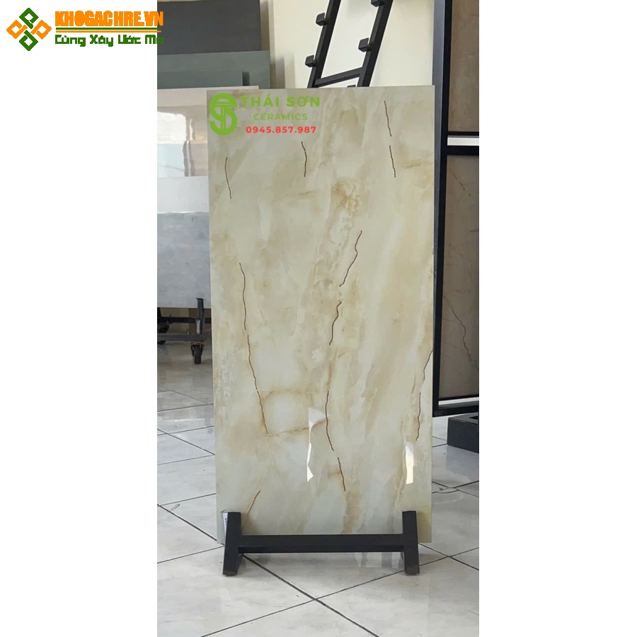 Gạch 40x80 ốp tường trung quốc khắc kim vàng vân đá onyx
