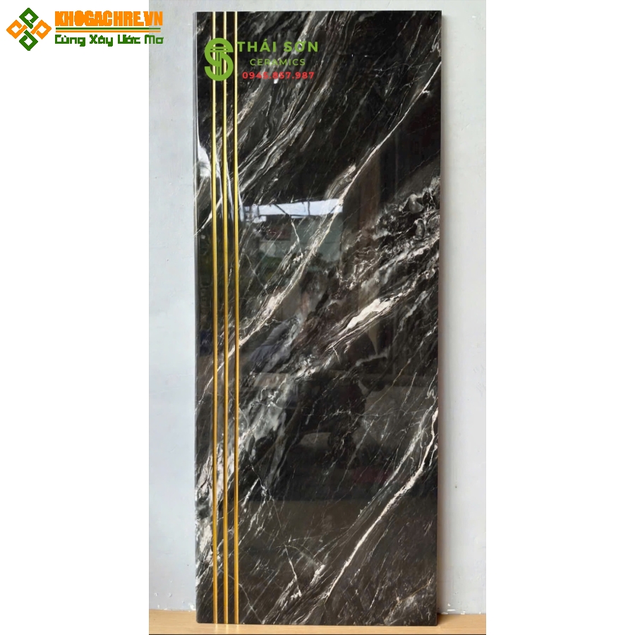 Gạch bậc cầu thang 47x120 chạy chỉ nhũ vàng