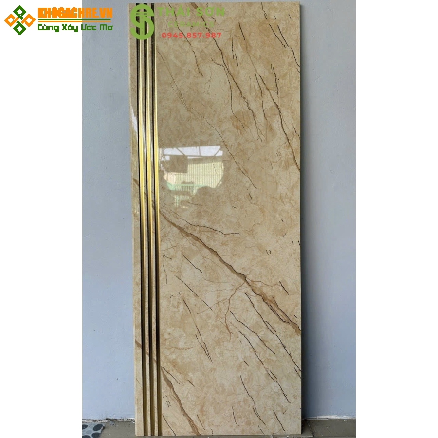 Gạch cầu thang 47x120 trung quốc màu vàng khắc kim
