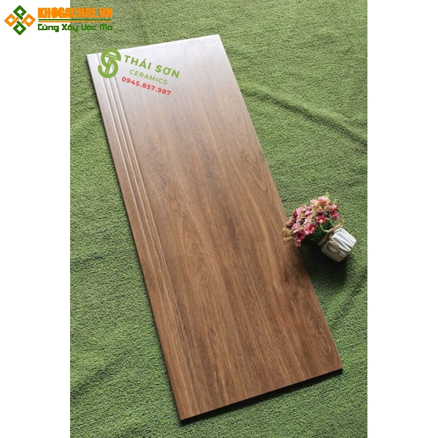 Gạch cầu thang 47x120 màu gỗ đỏ matt mờ cao cấp