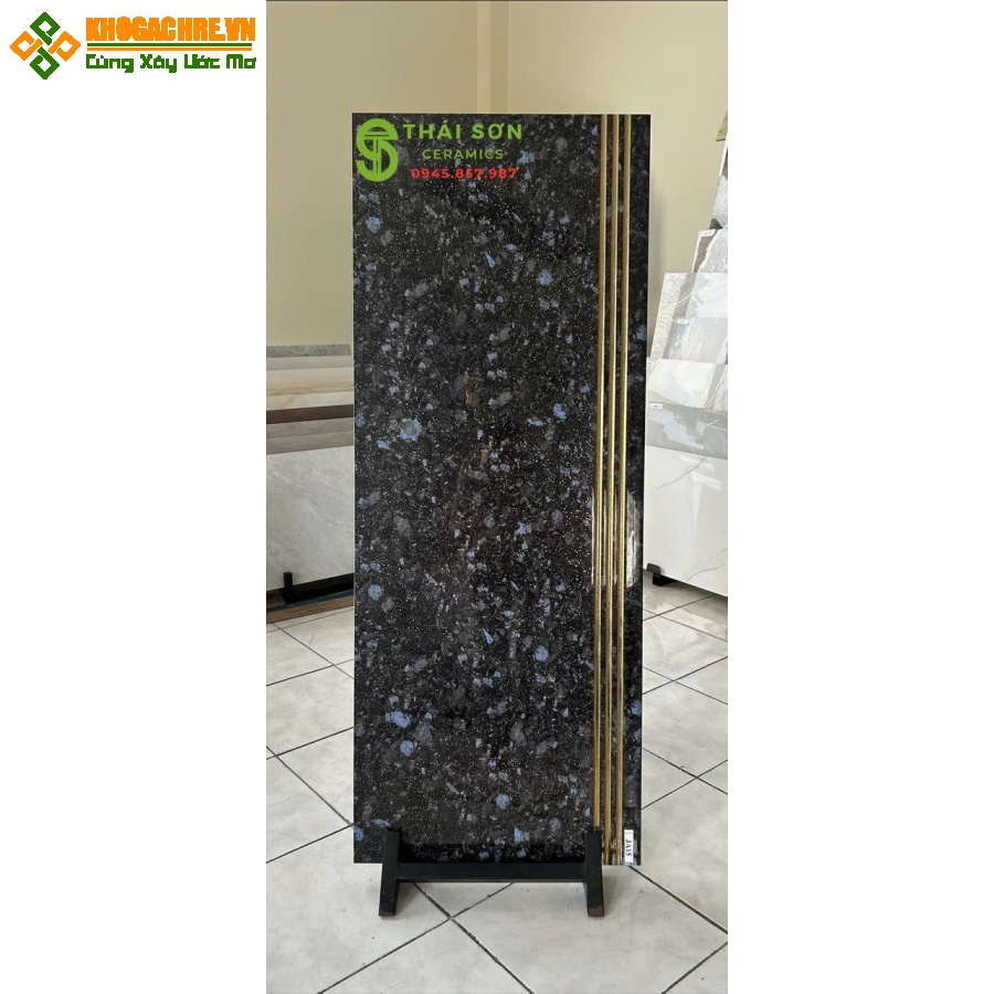 Gạch lát cầu thang 47x120 trung quốc đen xà cừ ánh xanh