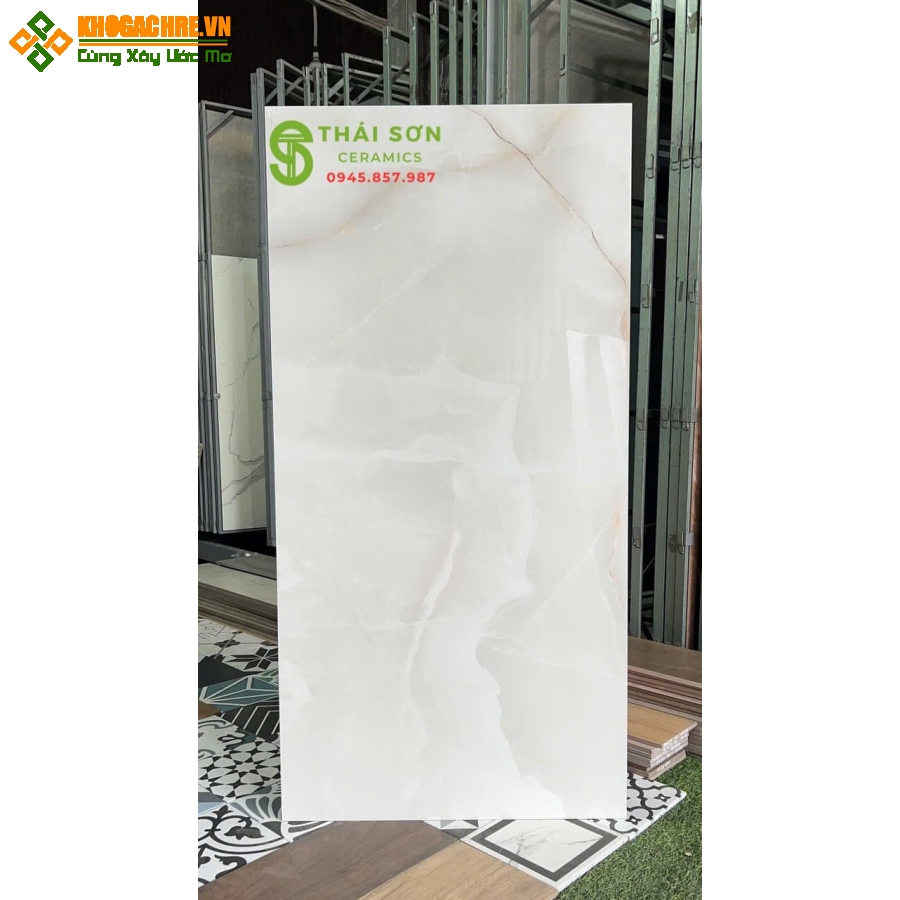 Gạch lát nền 60x120 ấn độ bóng kiếng trắng ngọc vân đá onyx ngọc bích