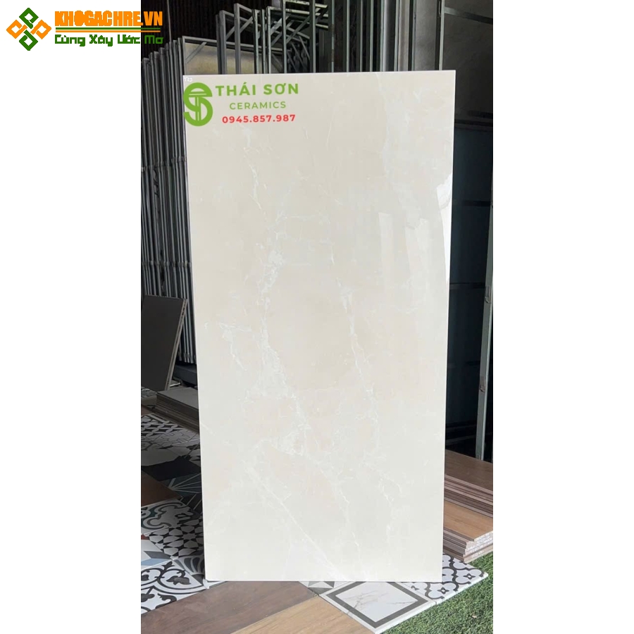 Gạch lát nền 60x120 ấn độ bóng kiếng màu vàng kem vân đá marble
