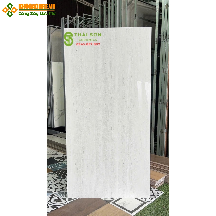 Gạch lát nền 60x120 ấn độ bóng kiếng màu xám vân đá travertine