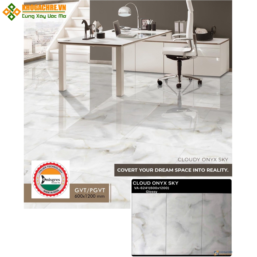 Gạch lót sàn nhà đẹp 600×1200 xám vân đá