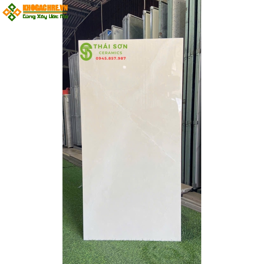 Gạch lát nền ấn độ 60x120 màu kem vàng bóng kiếng