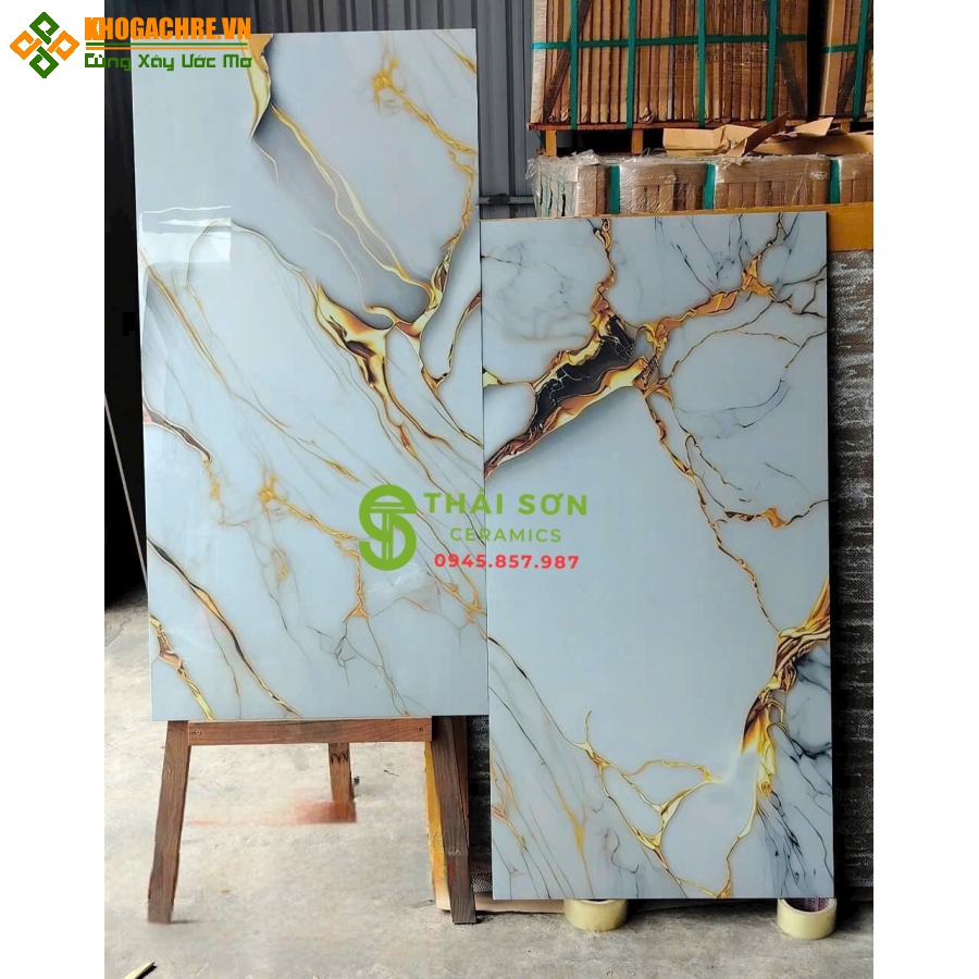 Gạch lát nền 60x120 ấn độ bóng kiếng nhũ vàng cao cấp