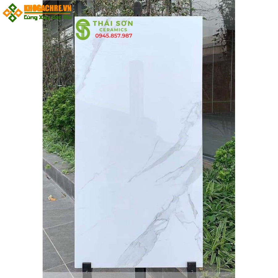 Gạch lát nền bóng kiếng 60x120 trắng vân mây
