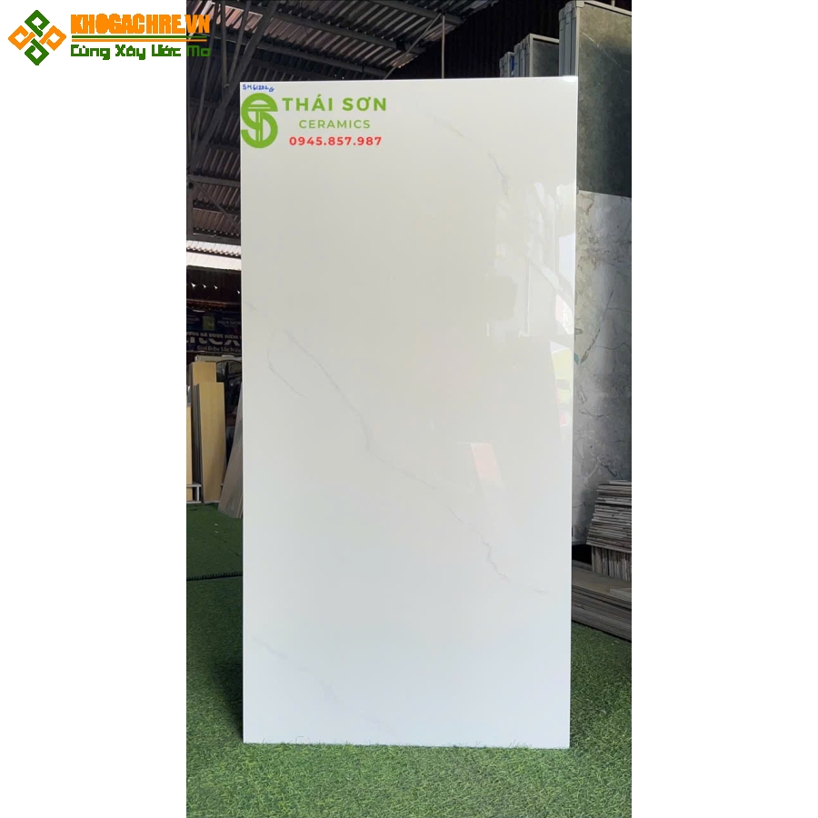 Gạch cmc lát nền 60x120 bóng kiếng trắng vân mây
