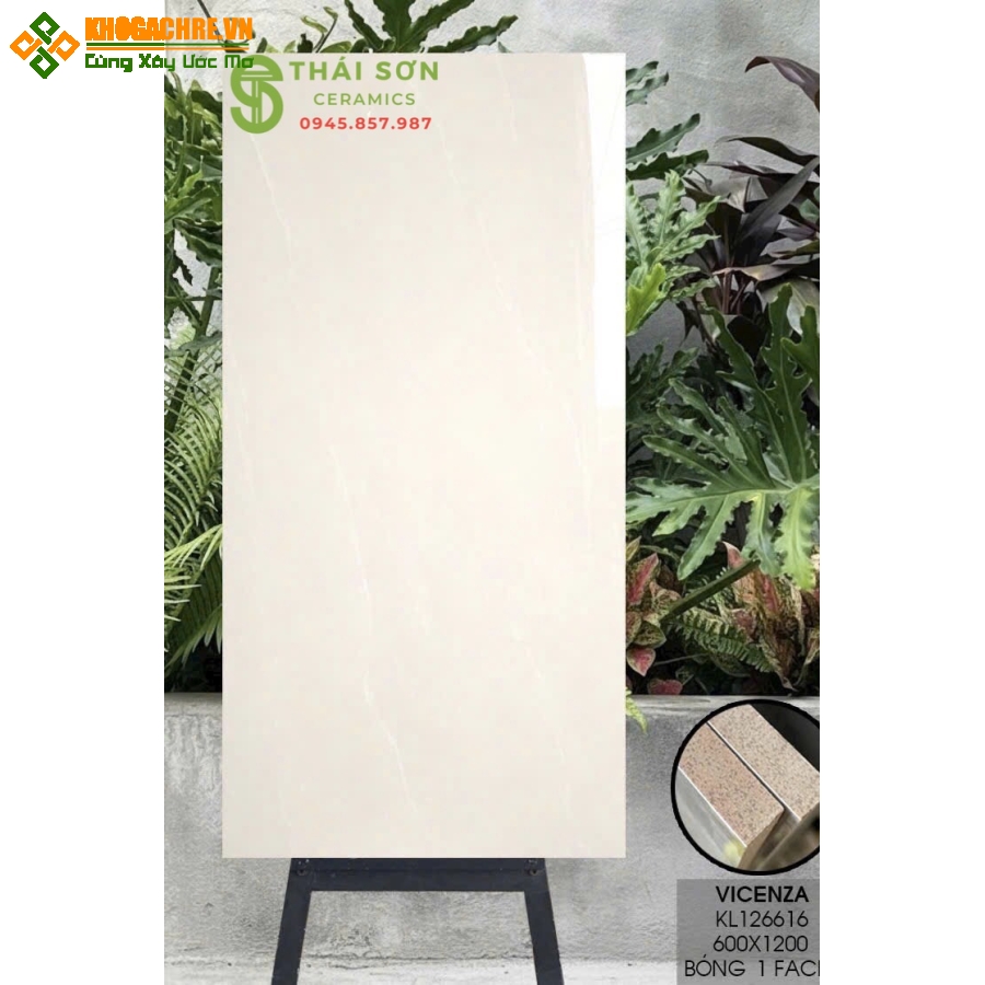 Gạch vicenza 60x120 bóng kiếng lát nền màu vàng kem
