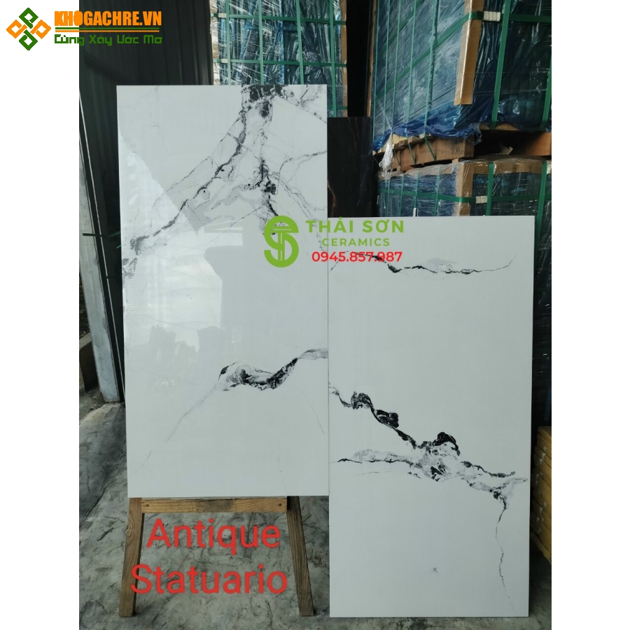 Gạch ấn độ 60x120 lát nền bóng kiếng Antique Statuario