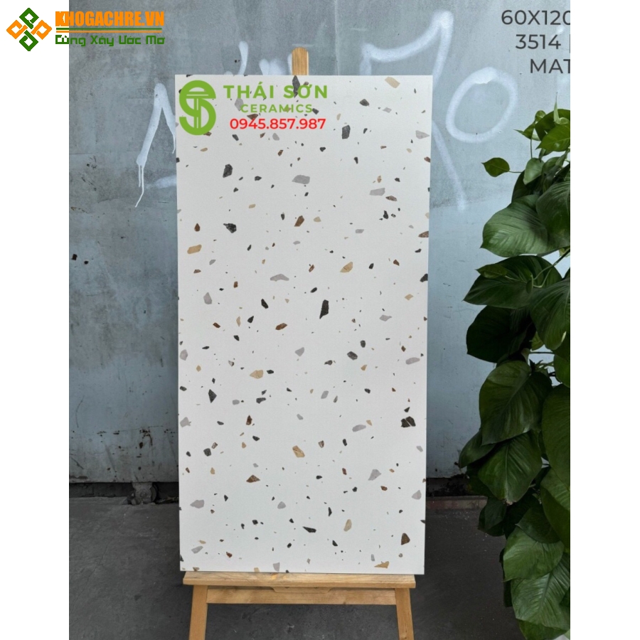 Gạch matt mờ 60x120 vân đá mài terrazzo