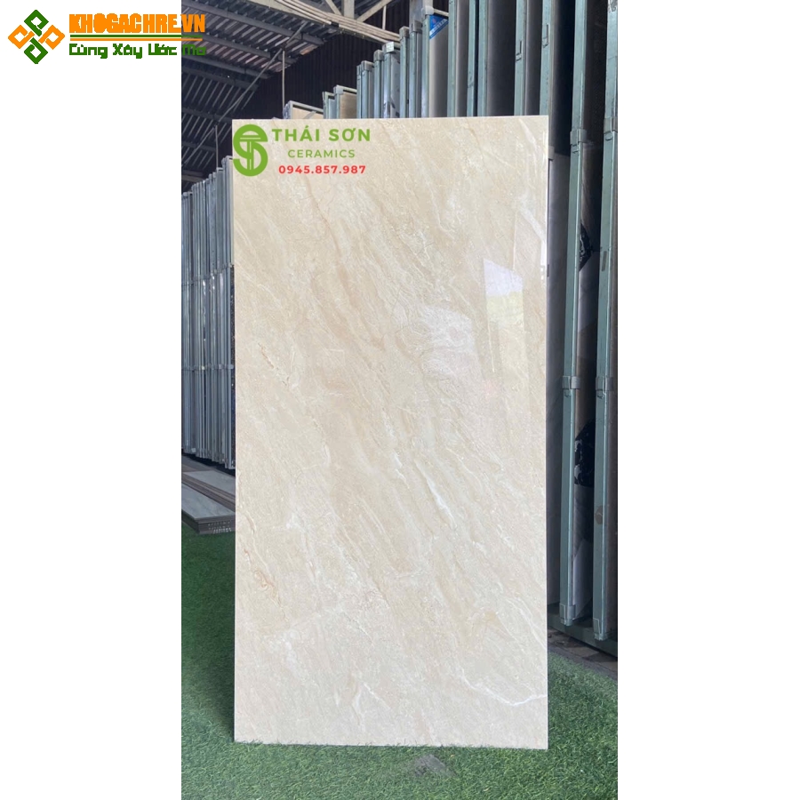 Gạch fushita lát nền 60x120 kem vàng bóng kiếng