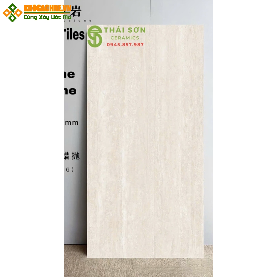 Gạch travertine 60x120 matt mịn kem vàng trung quốc