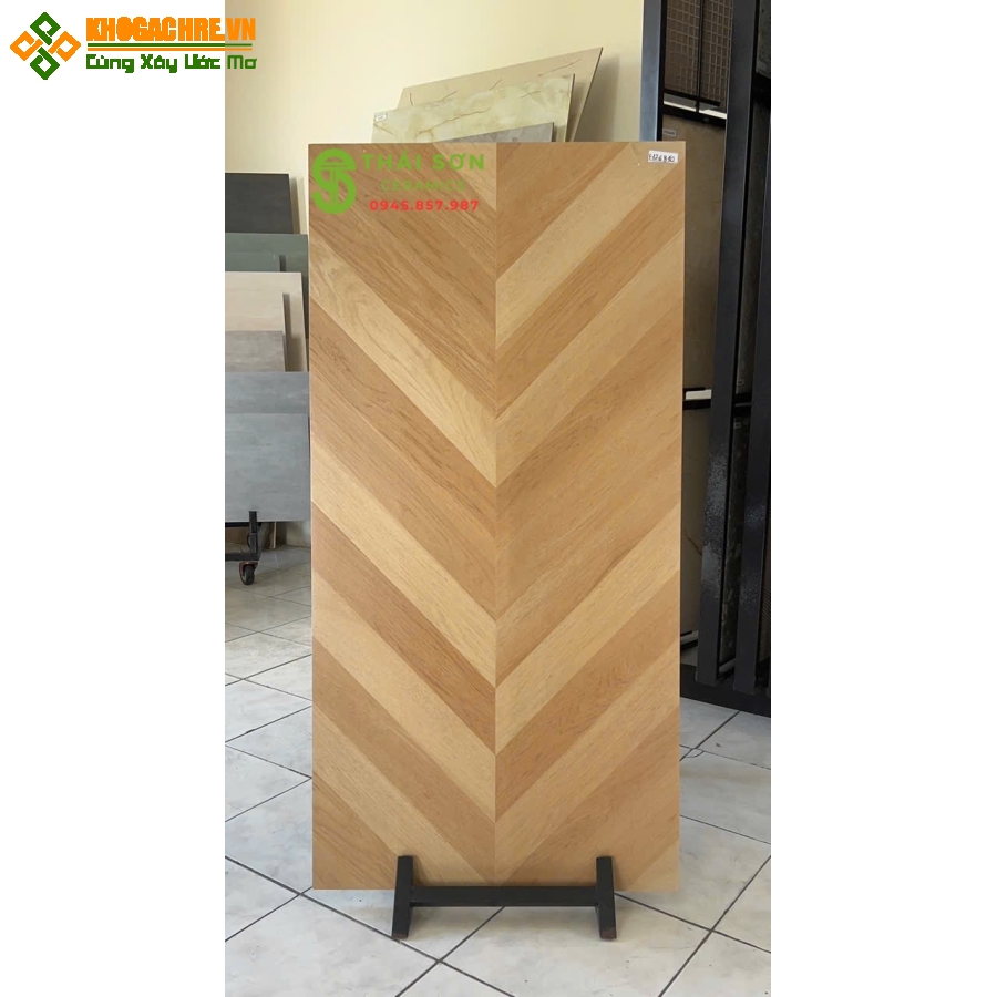 Gạch vân gỗ xương cá 60x120 trung quốc lát nền màu vàng sồi